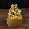 Golden Chinese Dragon Statues Figurine Big Imperial Jade Seal Resin Craft Feng Shui Year Zodiac Dragon Sculpture Home Decoration