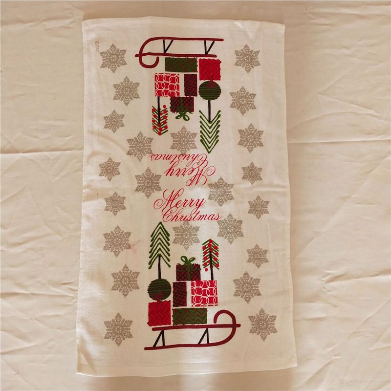 1Pc Christmas Series Printed Cotton Tea Towel Kitchen Dishcloth Cleaning Tool Xmas Party Decor Gift