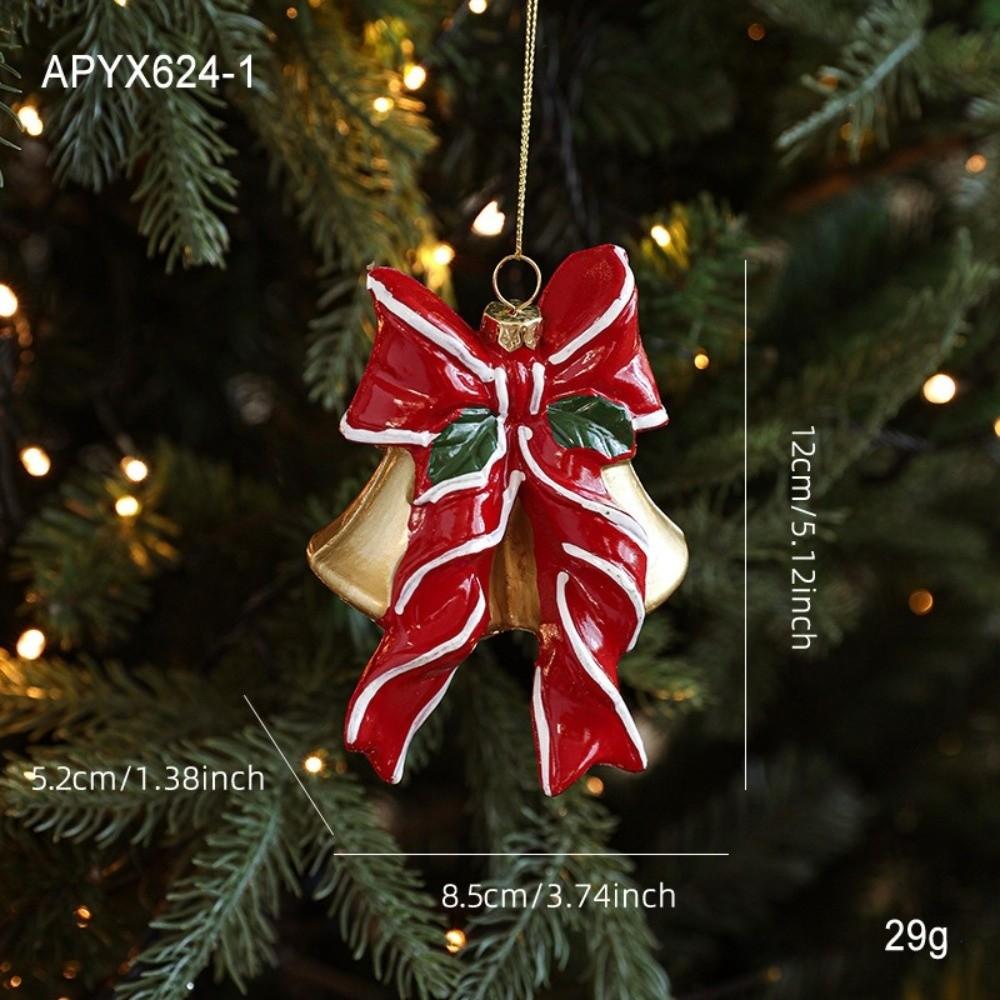 Red White Painted Christmas Ornaments Plastic DIY Christmas Tree Pendant Christmas Tree Hanging Ornaments