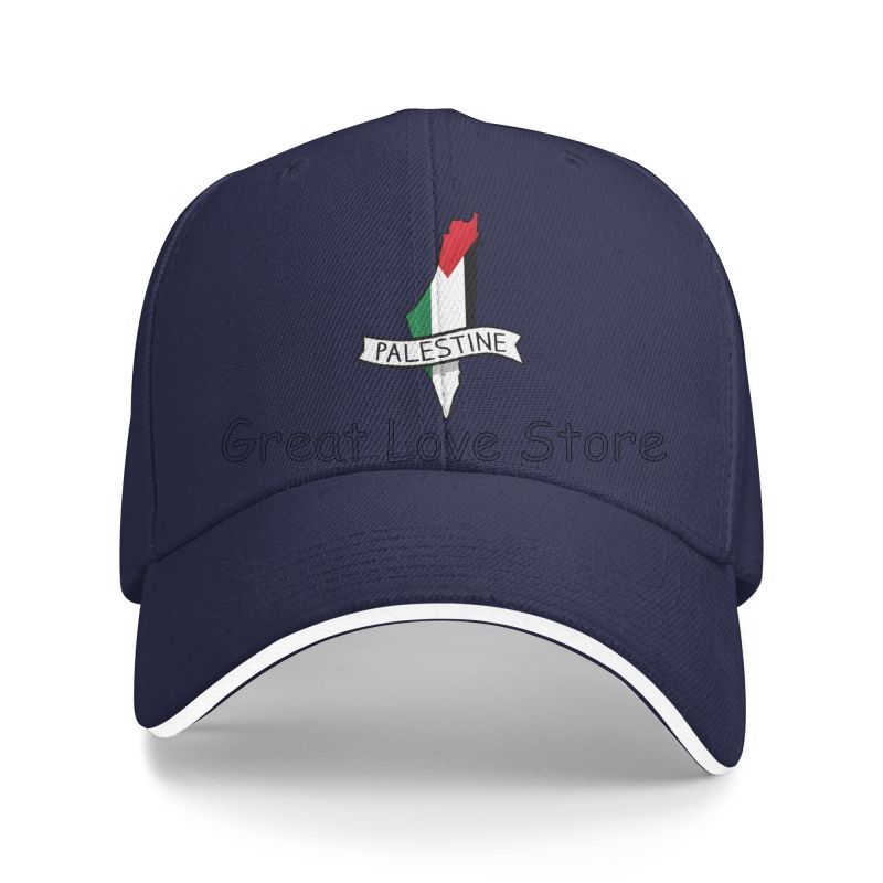 Palestine Flag Map Sticker Baseball Cap Casual Snapback Peaked Cap Unisex Sandwich Caps Sun Visor Bucket Hat Golf Hats