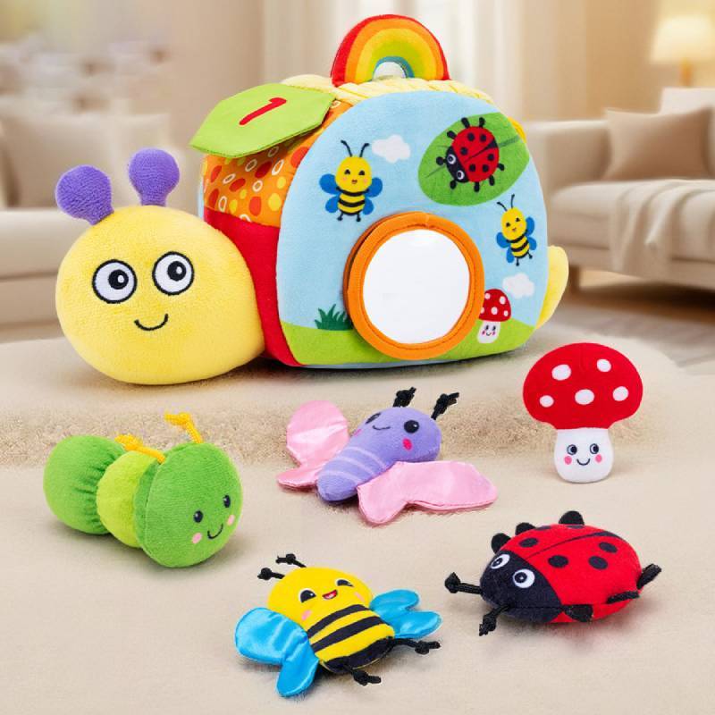 Baby-Schneckenhaus Plüschtier-Set Mit Geräusch und Interaktiven Funktionen Für Sensorische Entwicklung