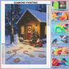 DIY 5D Diamond Painting Kit Snowy Christmas Cabin Full Drill Rhinestone Art Canvas Relaxing Creative Craft for Home Wall Decor Gift