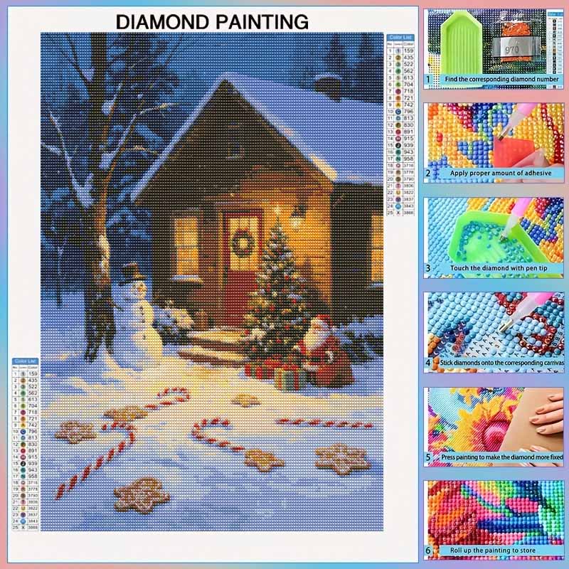 DIY 5D Diamond Painting Kit Snowy Christmas Cabin Full Drill Rhinestone Art Canvas Relaxing Creative Craft for Home Wall Decor Gift