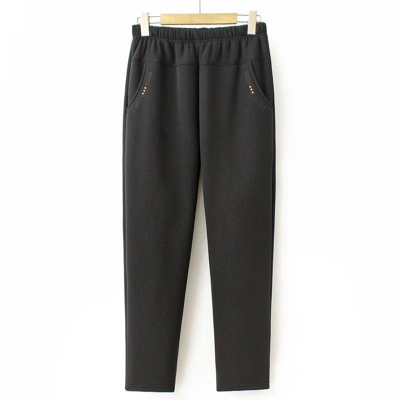 

Мамины брюки с высокой посадкой на флисовой подкладке - Теплые брюки прямого кроя для пожилых женщин, Идеально подходят для повседневной носки осенью и зимой 6XL