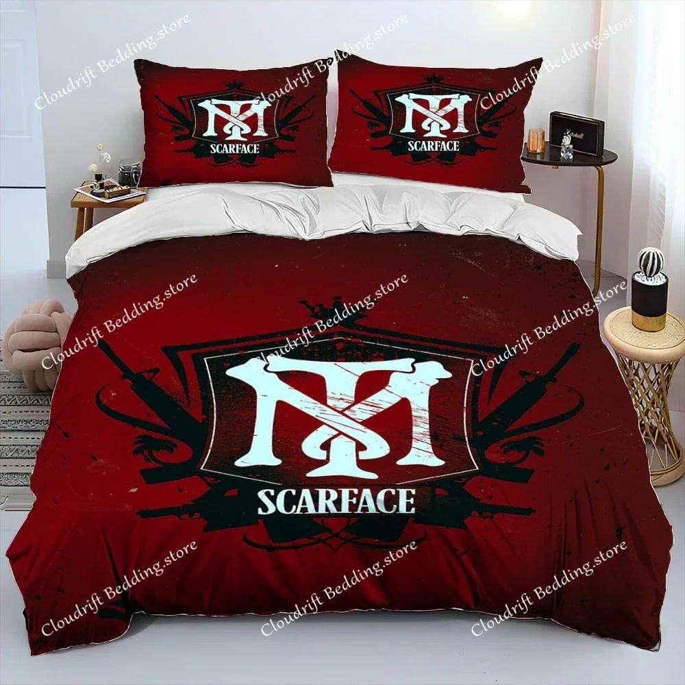 Film Scarface Tony 3D-Druck Bettdecke Bettwäsche-Set, Bettbezug Bett-Set Steppdeckenbezug Kissenbezug, King Queen Größe Bettwäsche-Set Kind