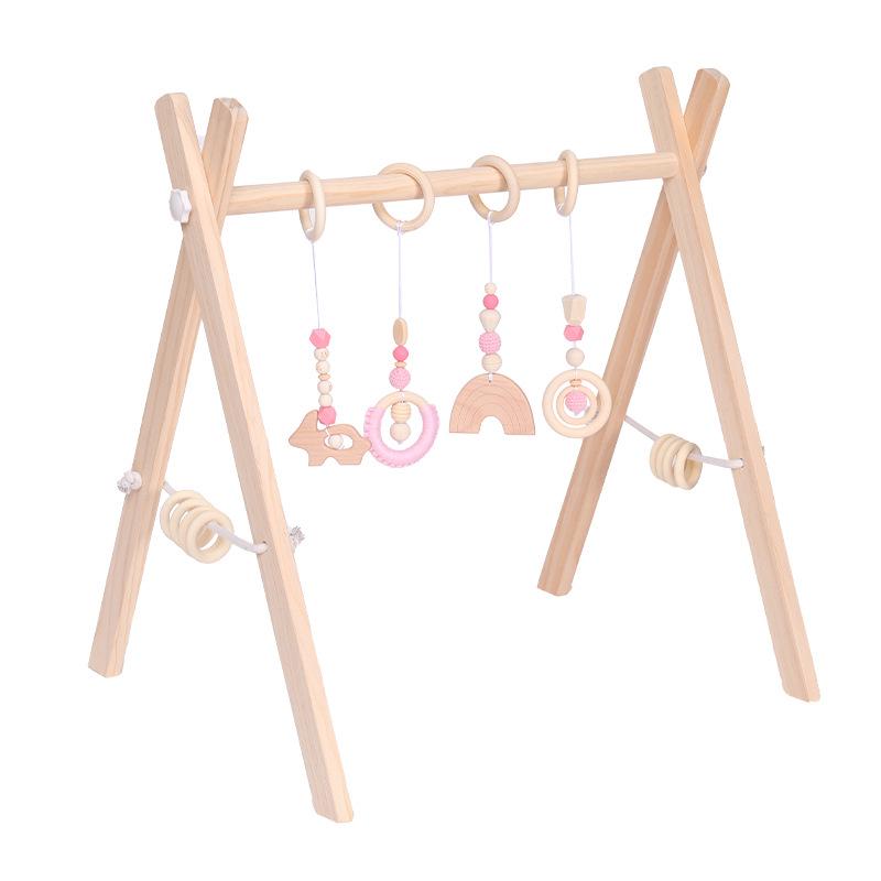 Nordic Wooden Baby Fitness Toy with Bells and Hanging Ornaments