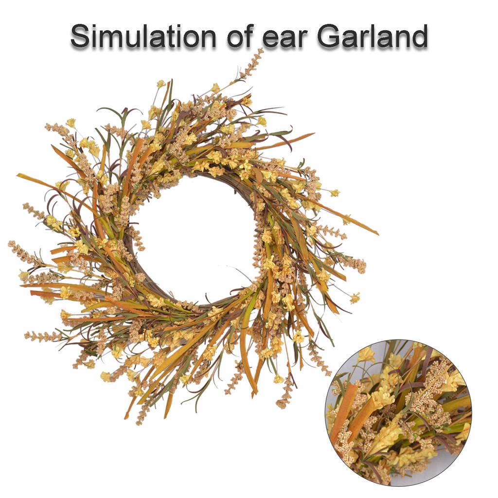Artificial Wheat Wreath Multifunctional Exquisite Front Door Harvest Wreath Decor for Home