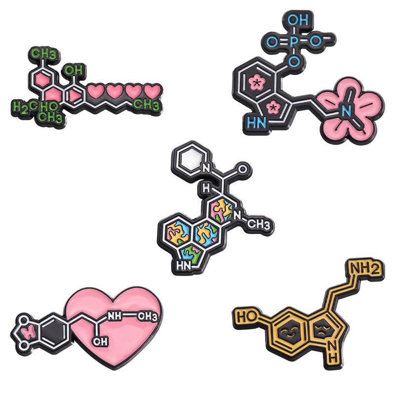 Cartooninspired Contemporary Molecule Brooch Stylish Alloy Pin For Any Attire Winter