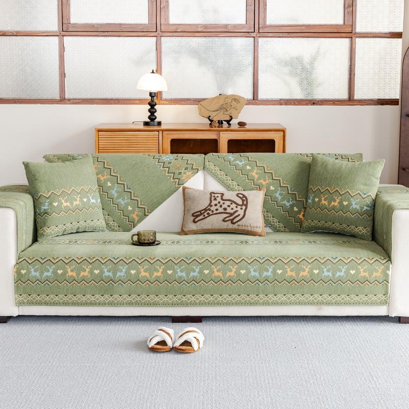 Light Luxury Chenille Jacquard Sofa Cushion Non-Slip High-End Sofa Cover Nordic Simple Thickened Seat Cushion Cover Cloth Four Seasons