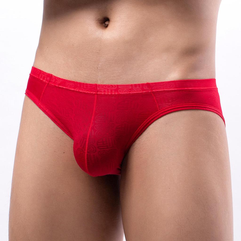Men's Sexy Nylon Jacquard Breathable Briefs