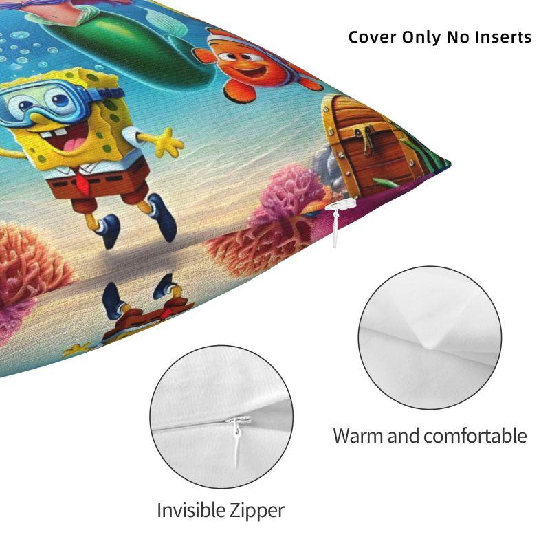 Custom Litt Mermaid SpongeBob Finding Nemo Nordic Pillow Cover Home Decorative Disney Anime Cushions for Sofa