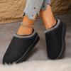 Women Warm Suede Snow Boots Autumn/Winter Fashion Slip on Platform Boats Close Toe Half Slipper Female Cotton Shoes
