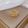 Real Gold Electroplated Opening Double-Layer Women'S Fashion Slightly Inlaid Light Luxury Ring Index Finger Ring, The Same Cold Wind