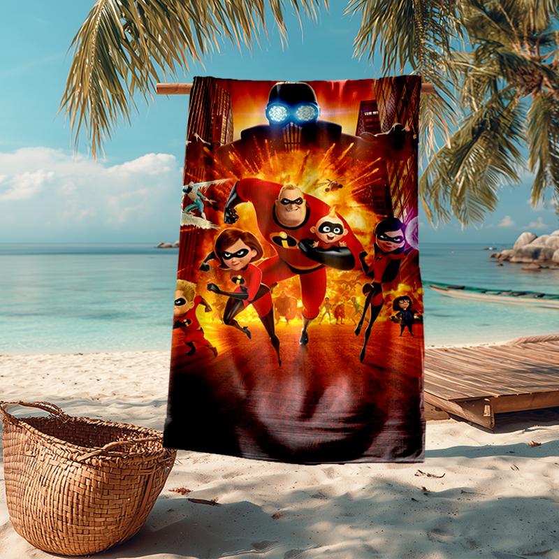 Ultra-Soft Beach Towel with The Incredibles Theme,Ideal for Pool - Camping, Diving - Perfect Travel Essential, Vibrant Beach Towel.