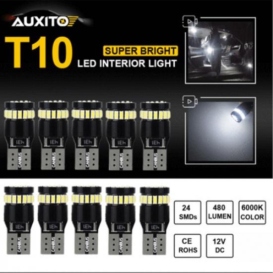 

10x 240LM Canbus Error LED Free 6000K Bulb Interior Light T10 W5W 194 168 2825