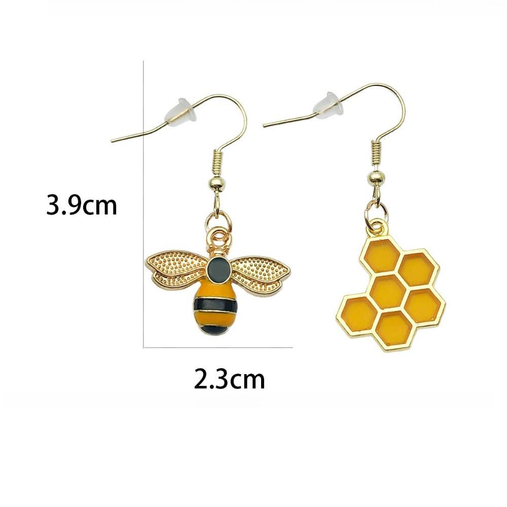 Fashion Bee Earrings Women Asymmetric Structure Honeycomb Earrings Insect Earrings Accessories Daily Wear Party Jewelry Gifts