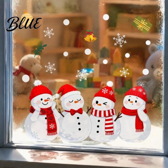 Snowman Window Cling 1/2 Sheets Christmas Cling Cartoon Decorative Glass Clings Sticker Waterproof Static Decal for Winter Holiday Party Decorations