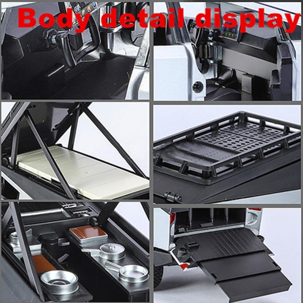 1/32 Tesla Pickup Trailer RV Model Kit, aliaj de vehicule off-road, model de mașină de jucărie din metal turnat sub presiune, simulare de model de camion cu lumină sonoră, cu RV