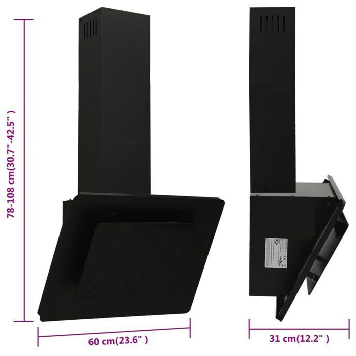 VidaXL Wall-Mounted Hood Extractor Hood Kitchen Hood Extractor with Interior Fan 60 Cm Stainless Steel and Glass 51662