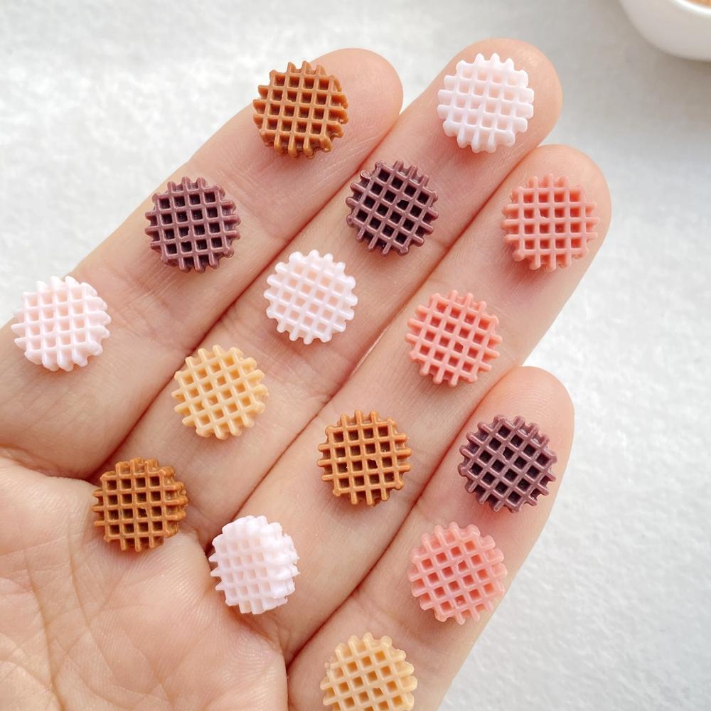 50pcs Resin Mixed Circle Grid Chocolate Chip Cookies Nail Art Flatback Scrapbook DIY Wedding Applique Jewelry Accessories Crafts