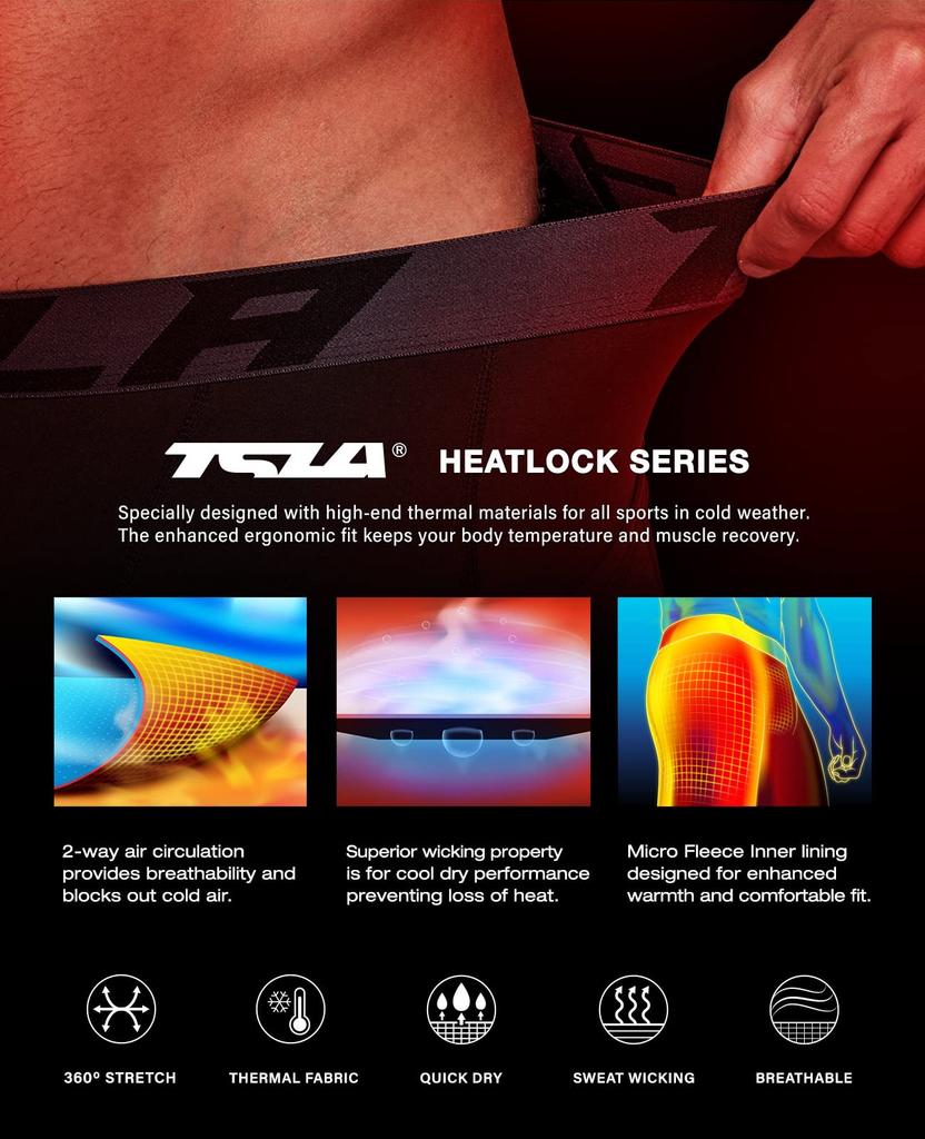 Tesla and Compression Sports Compression Running Thermal Cold Weather Thigh Long Men's Tights, Fleece-Lined, Stretchy, Warm, Cold-Wearing, Wear,