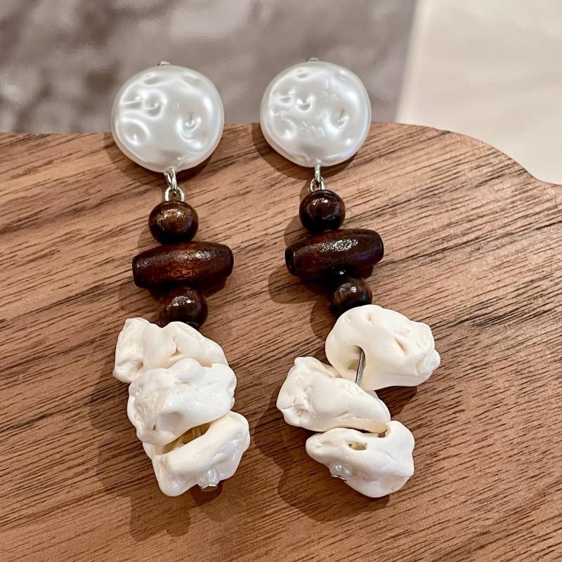 Natural tiger's eye stone series stud earrings for women Maillard exquisite retro earrings niche light luxury high-end temperament earrings