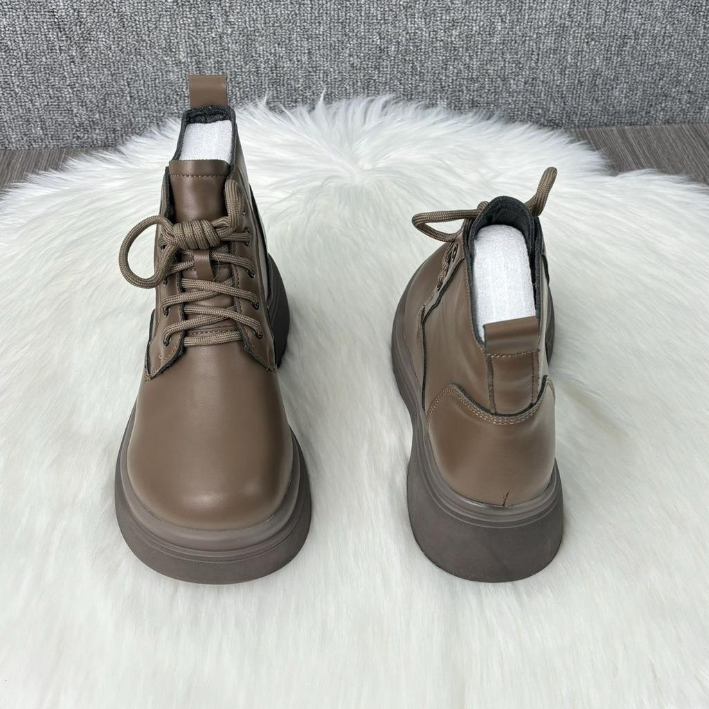 Thick-soled Fashion Versatile Fashion Boots Spring and Autumn New High-top Fried Street Round Head Lace-up Martin Boots