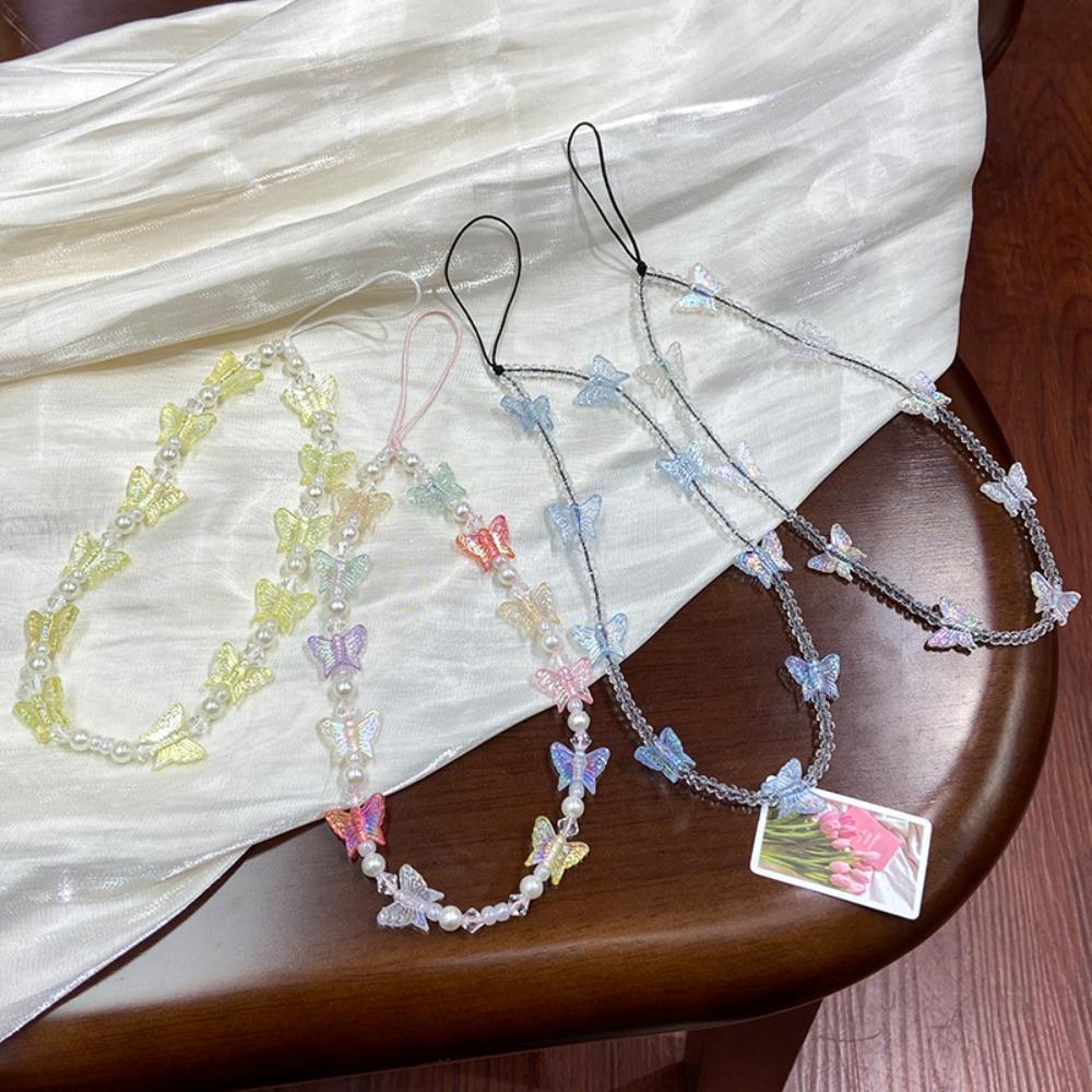 Anti-lost Candy Colors Cellphone Keychain Y2K Butterfly Mobile Phone Chain Women