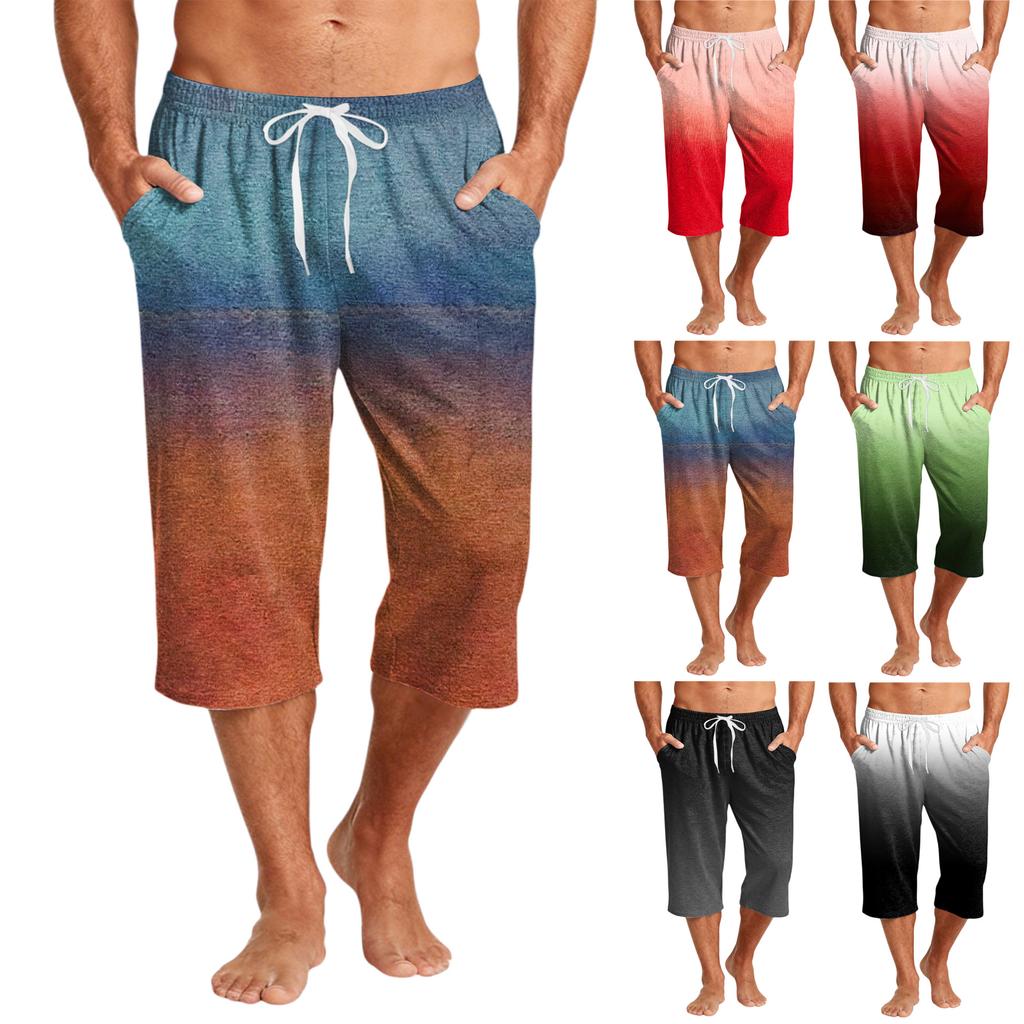 Men's Casual Drawstring Cropped Shorts
