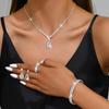 Europese en Amerikaanse AB Kleur Diamant Ketting, Druppelvormige Hanger Oorbellen, en Armband Drie-delige Sieradenset