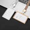 Credit Card Cover Women Aluminum Alloy Work Name Card Holders Case Business Work Card ID Badge Lanyard Holder Metal Bags