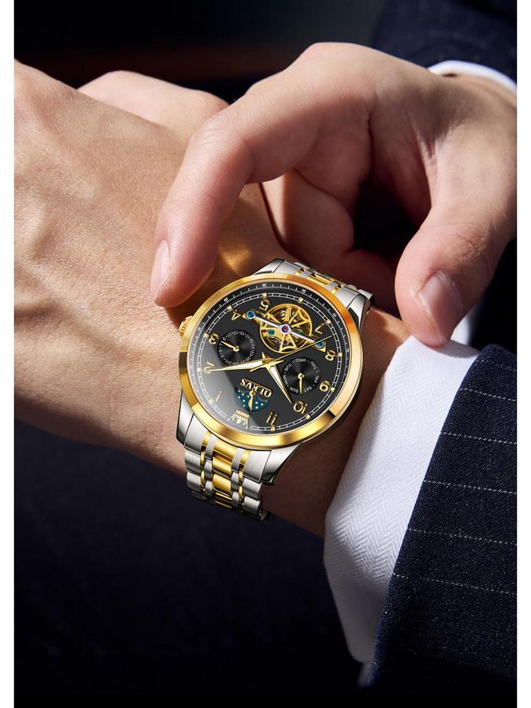 Zhang Zhilin Endorsed Oliss Luminous Mechanical Watch with Multifunctional Hollow Design for Men