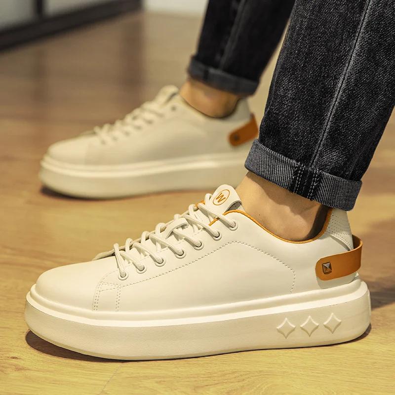 Italian Men Designer Sneakers Stylish Outdoor Vulcanized Shoes Breathable Antiskid Walking Shoes Lightweight Casual Leather Shoe