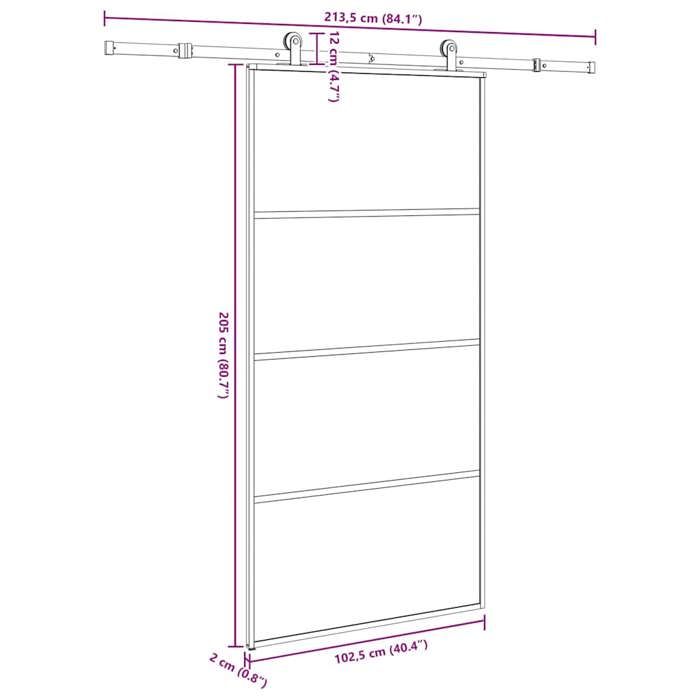 VidaXL Porte coulissante et kit de quincaillerie 102,5x205cm Verre ESG, porte coulissante sur rail, porte coulissante 3332880