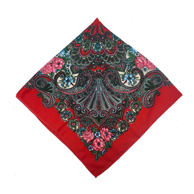100*100Cm Russian Style Floral Printed Scarf Women Square Handkerchief Ethnic Shawl Babushka Hijab Bandana Headband Scarves