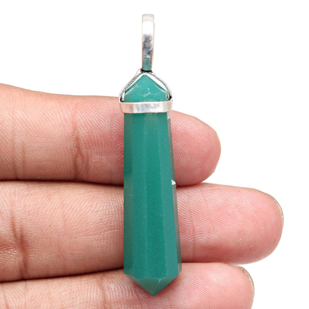 Green Onyex Gemstone Handmade Women's Unisex Silver Jewelry Pendant 1.5