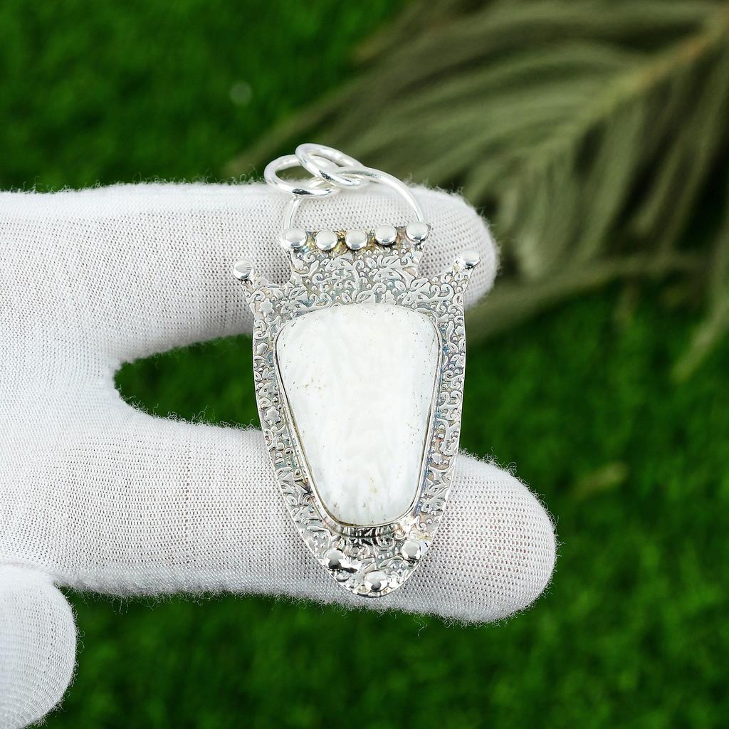 Natural Scolecite Gemstone Pendant 925 Sterling Silver Indian Jewelry For Girls