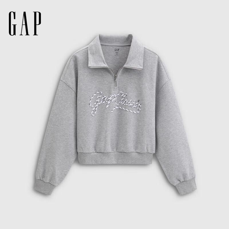 GAP Women's Batwing Half-Zip Stand-Collar Sweatshirt with Rope Embroidered Logo