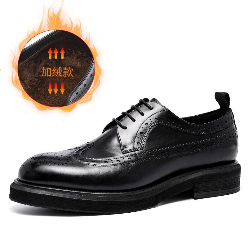 Fashion Handmade Leather Shoes Men Summer New Brogue Carved Business Dress Shoe Mens Black Casual Increase British Lace-Up Oxfrods