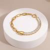 Stainless Steel Gold-plated Rectangular Ladder Zircon Splicing  Adjustable Light Luxury Exquisite Versatile Jewelry