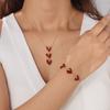 DIEYURO 316 Stainless Steel Romantic Red Glitter Heart Necklace Earrings Bracelet Set Lady New Waterproof Love Charm Jewelry Set