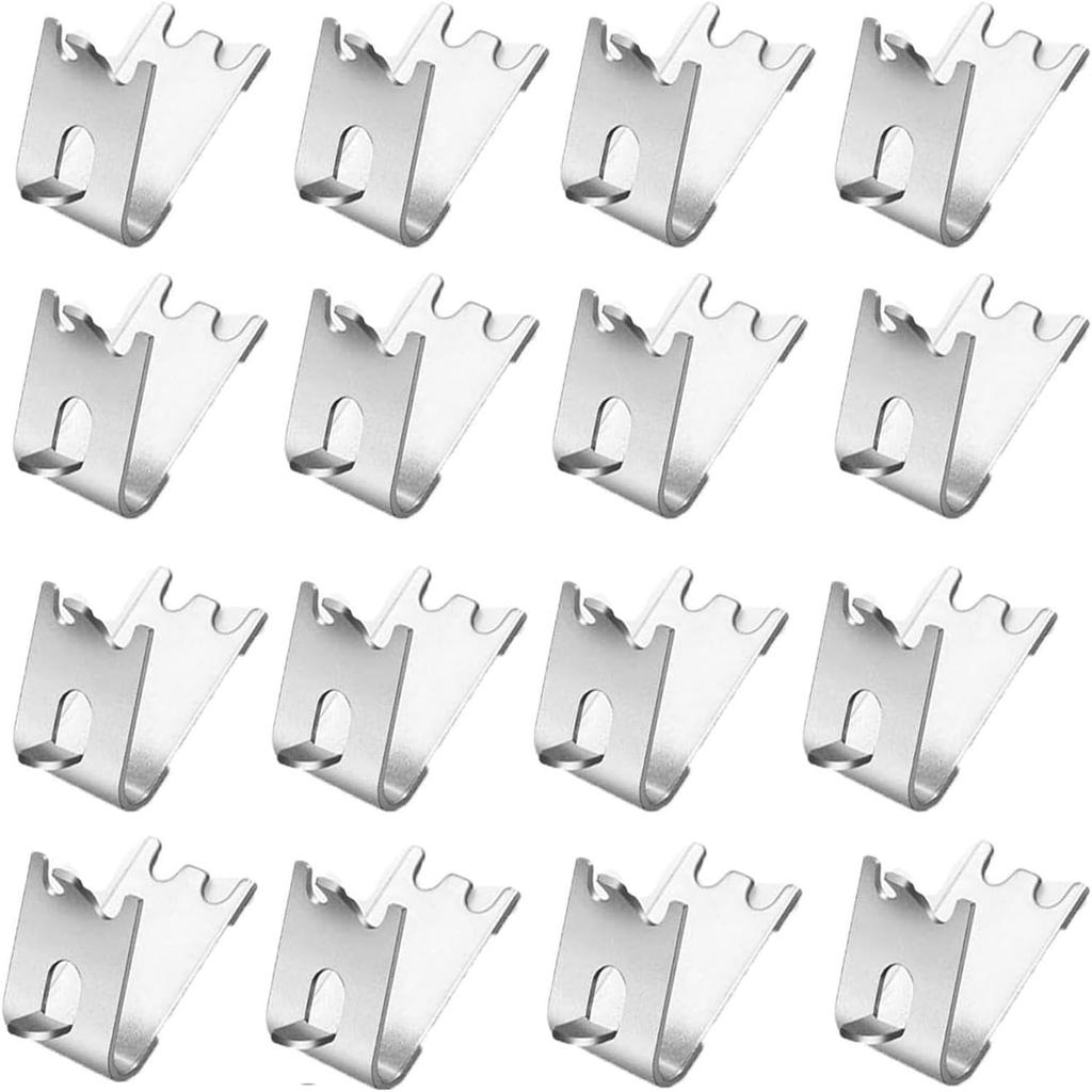 16 Pack 1.5mm Stainless Steel Freezer Shelf Fixing Clip Suitable for Refrigerators Freezers Etc. Silver