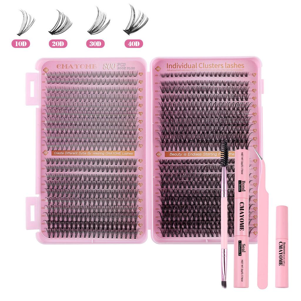 Zestaw 800 Kępek Gęstych Sztucznych Rzęs D-Song 8-18mm DIY Segmentowe Naturalnie Podkręcone Rzęsy