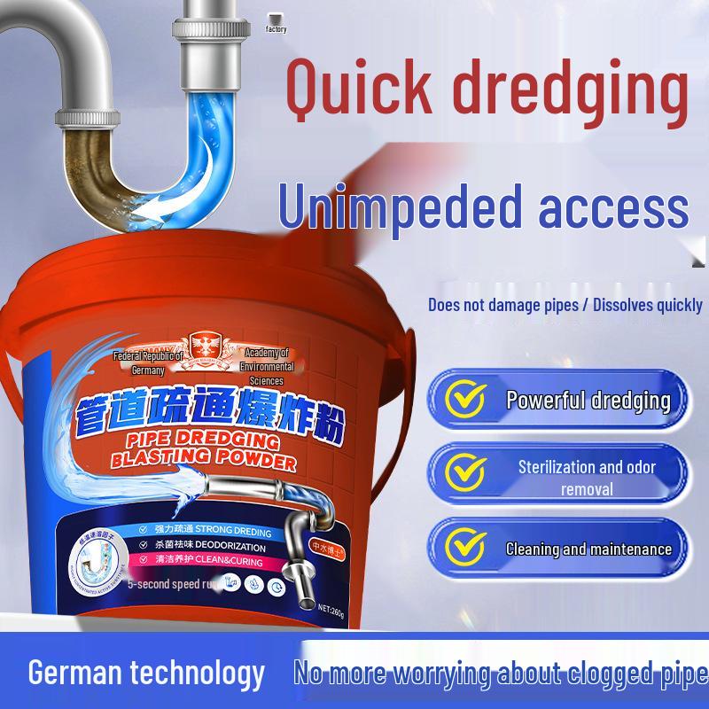 Powerful Active Oxygen Pipe Unclogger - Grease Dissolving Powder for Kitchen Sinks & Toilets