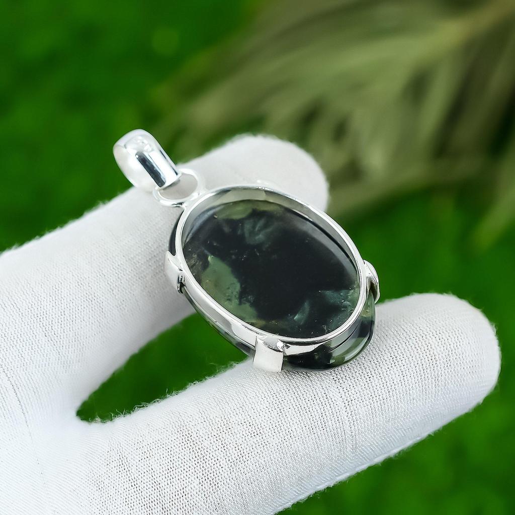 Natural Kambaba Jasper Gemstone Pendant 925 Sterling Silver Jewelry For Girls