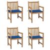 Exclusive House - Garden Chairs Set of 4 and Royal Blue Cushions Teak Wood
