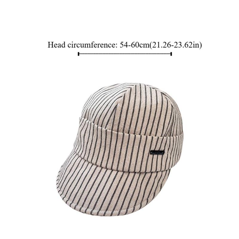 Retro Korean Striped Peaked Caps Versatile Soft Strip Baseball Cap Classic Cloth Newsboy Hats Women