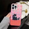 Pink Flower And Black Cats Laser Phone Case for iPhone 15 14 Pro Max Plus 17 16 Pro Max 13 Mini 12 11 Pro Max Shockproof Covers