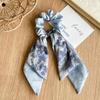 Double-layer Satin Fabric Floral Lace Bow Big Hair Band with Long Tassel Ponytail Hair Tie, A High-end Hair Tie with A Chic Design