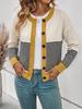 2026 Autumn Women's Color Block Stripe Knit Cardigan Sweater